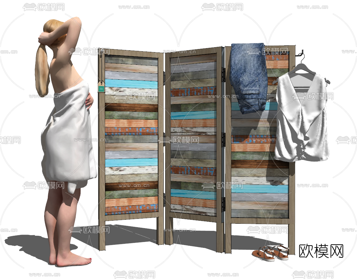 工业风装饰屏风su模型