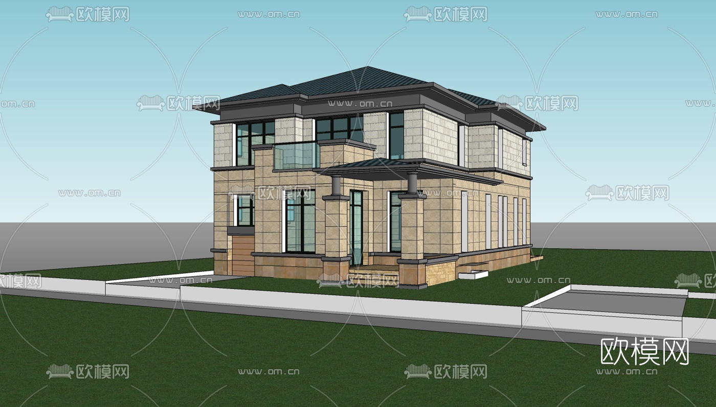 现代别墅免费su模型下载