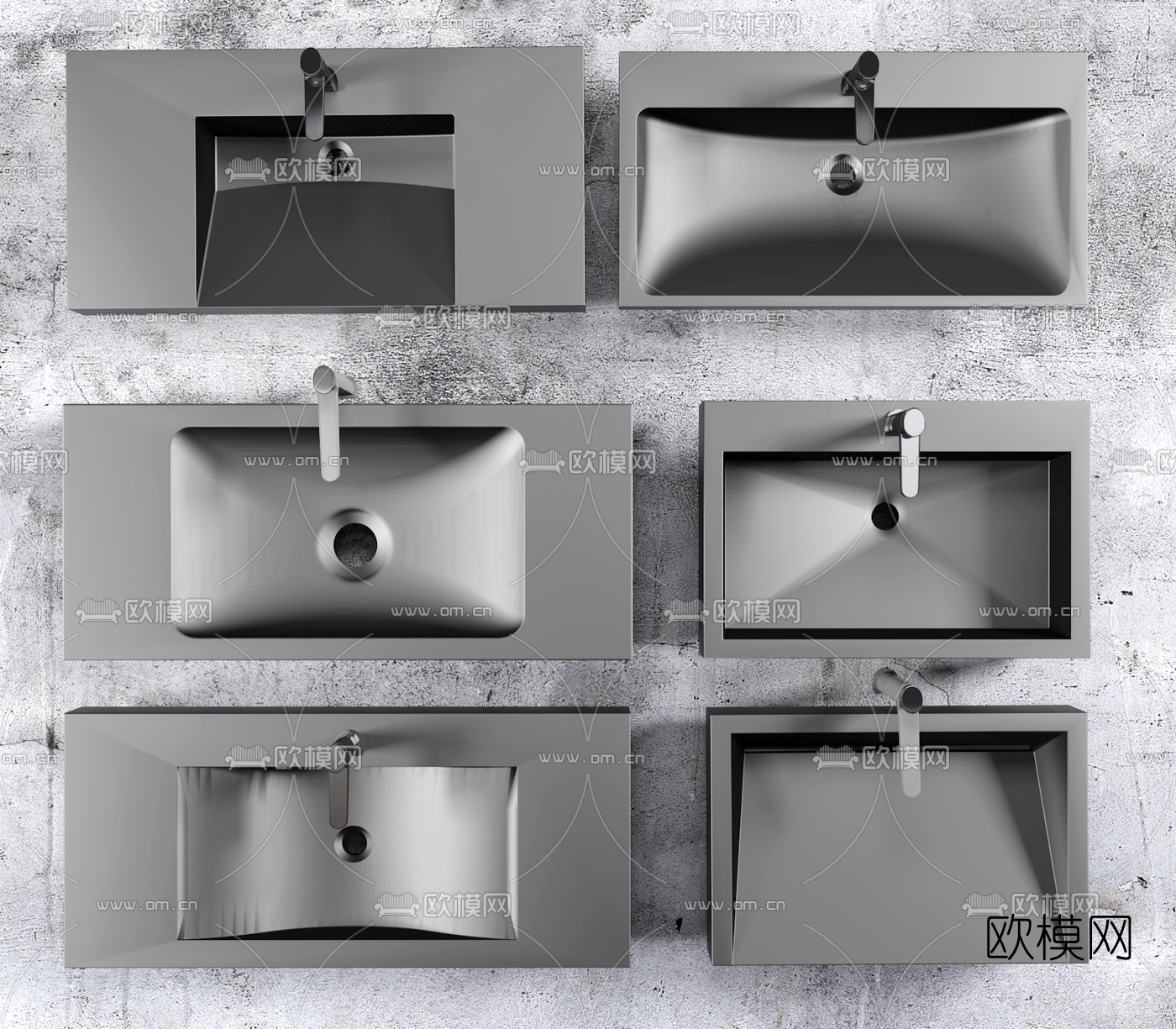 工业风不锈钢洗手台3d模型下载