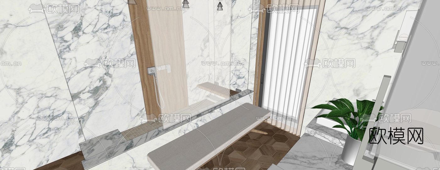 现代浴室卫生间su模型下载（渲染图3）