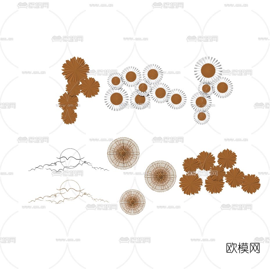现代金属墙饰挂件组合su模型