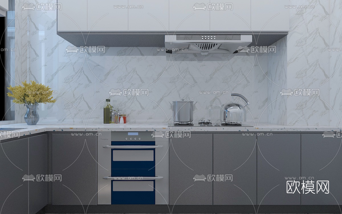 现代简约客厅餐厅免费3d模型