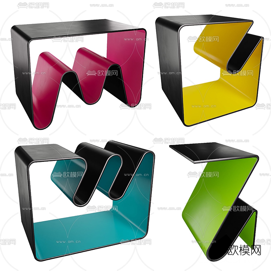 现代金属边几角几3d模型下载（渲染图1）