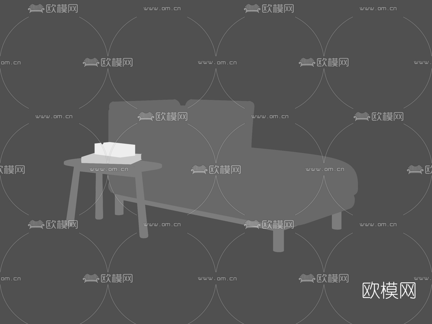 现代贵妃椅3d模型下载（渲染图2）