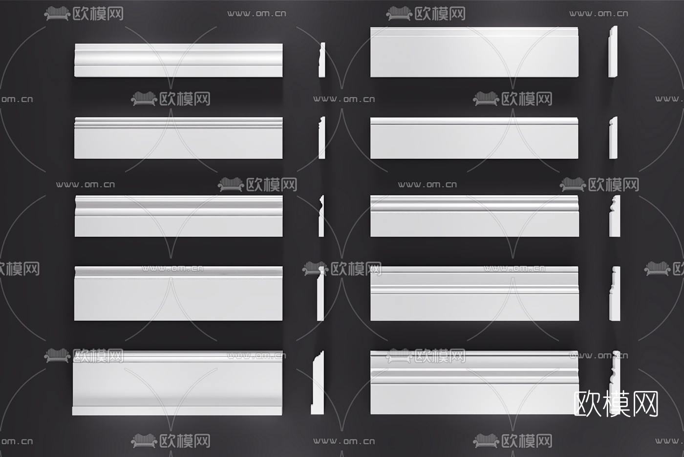 欧式地脚线石膏线组合3D模型下载（渲染图3）
