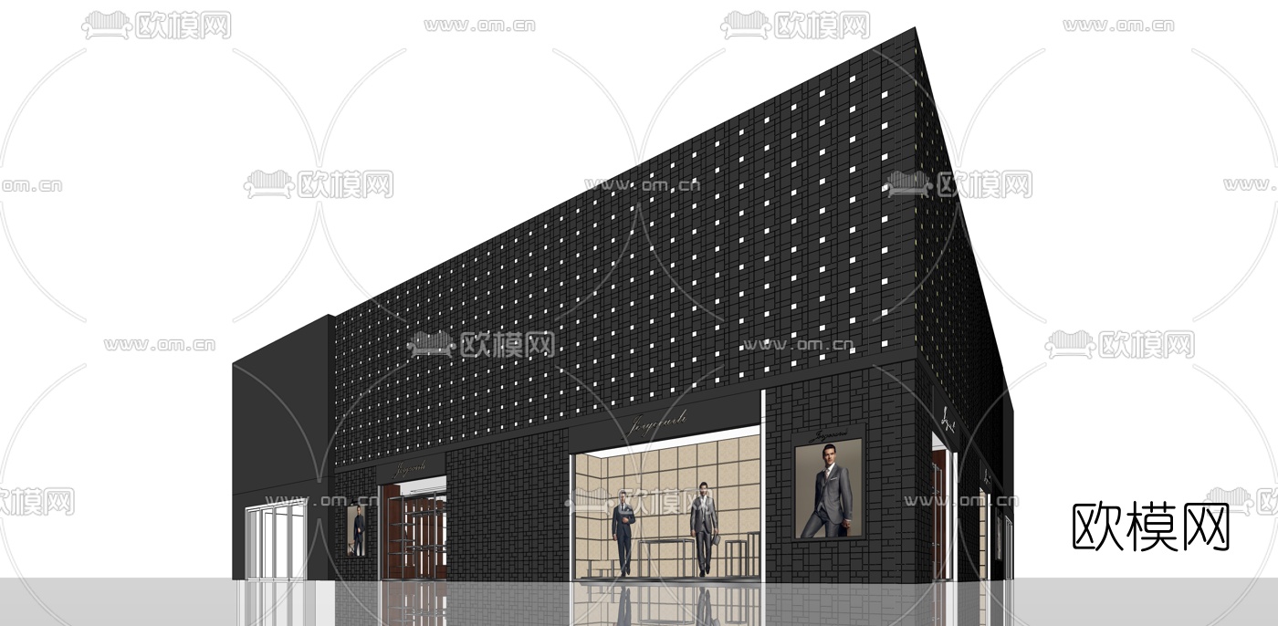 现代服装店su模型下载（渲染图1）