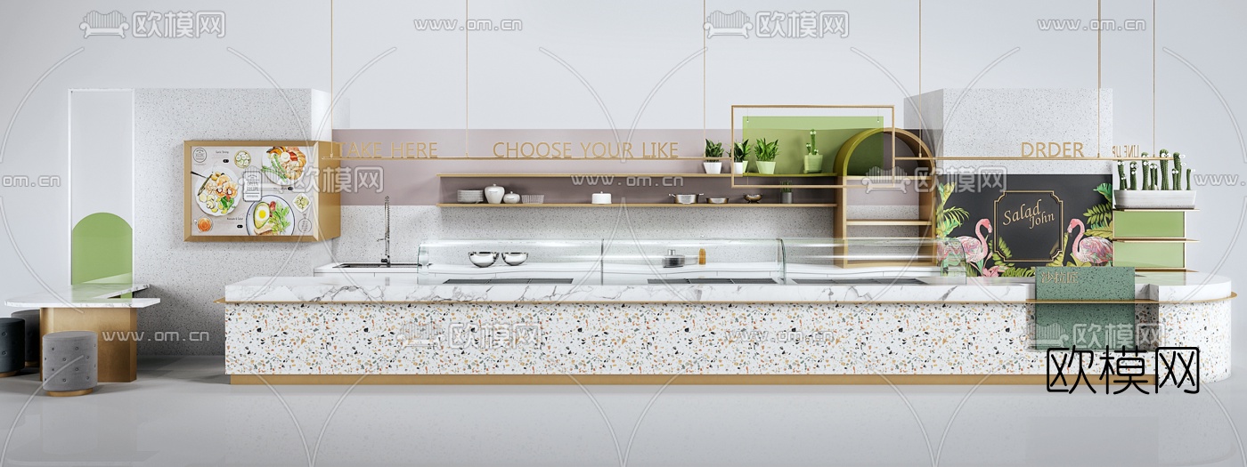 北欧餐厅吧台3d模型下载