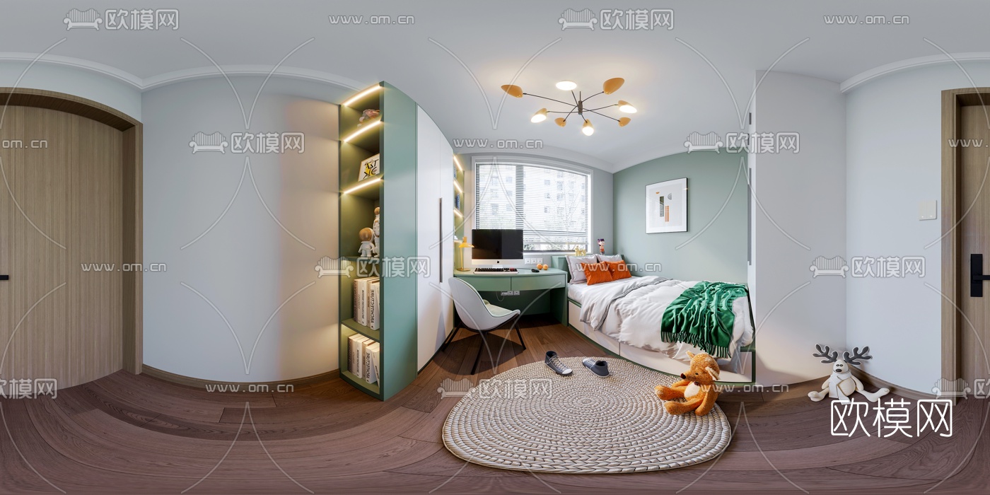 现代榻榻米卧室vr全景3d模型