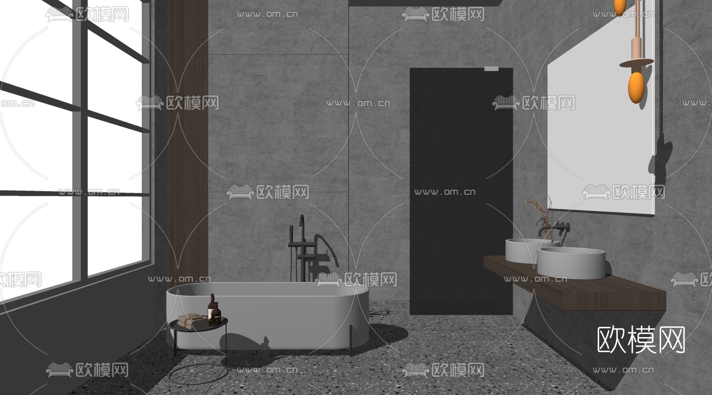 现代卫生间浴室su模型下载（渲染图2）