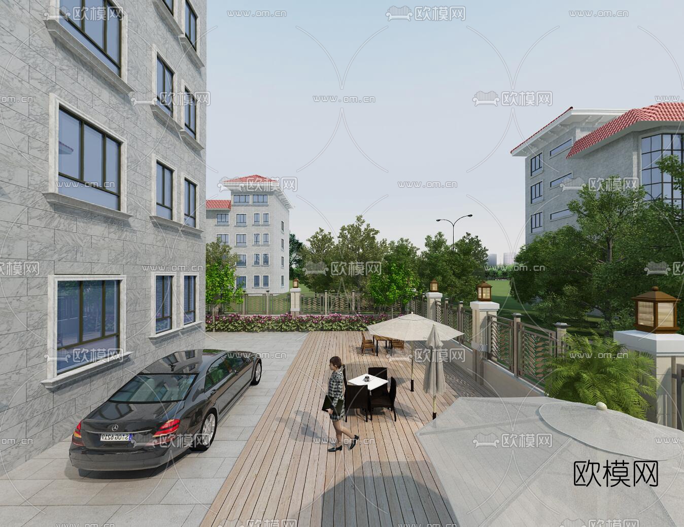 欧式别墅外观全景3d模型