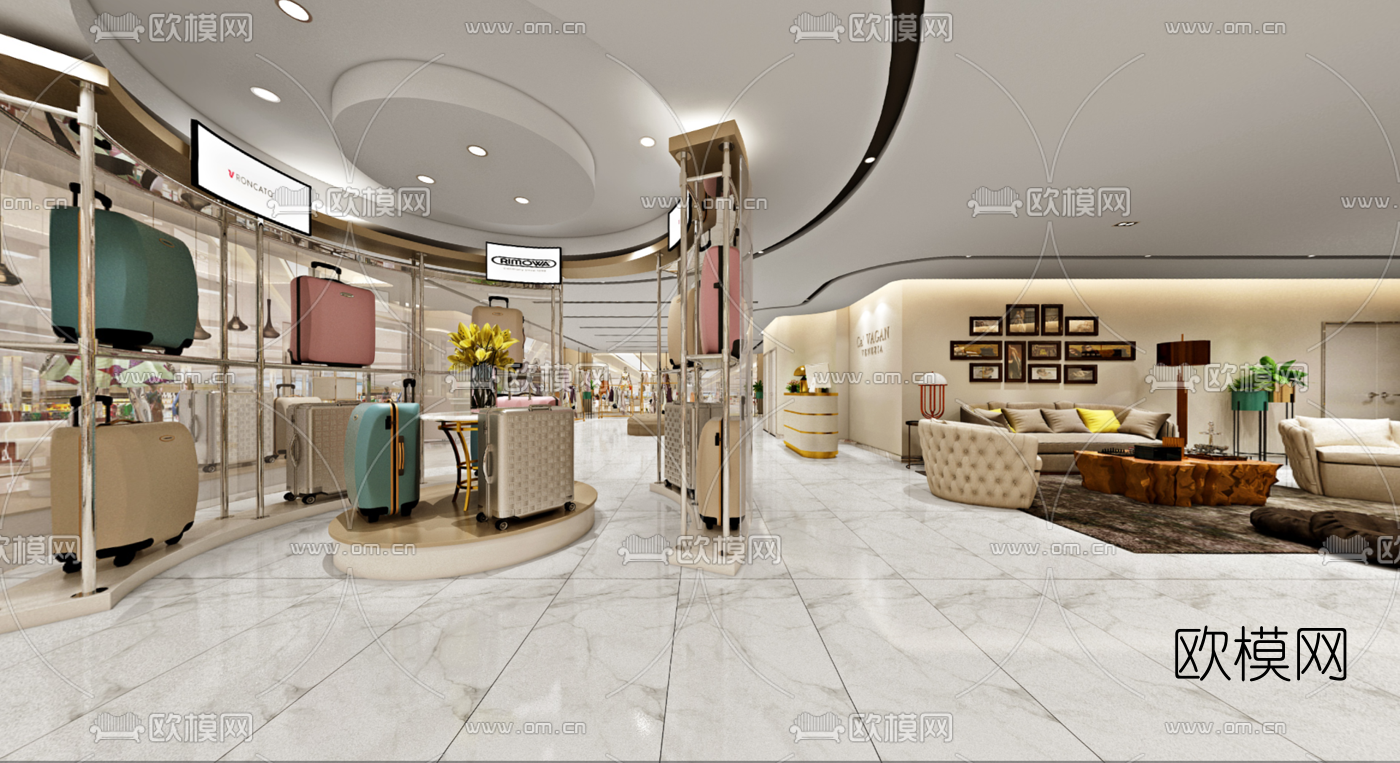 现代箱包服饰专卖店全景3d模型-免费3dmax模型库-欧模网