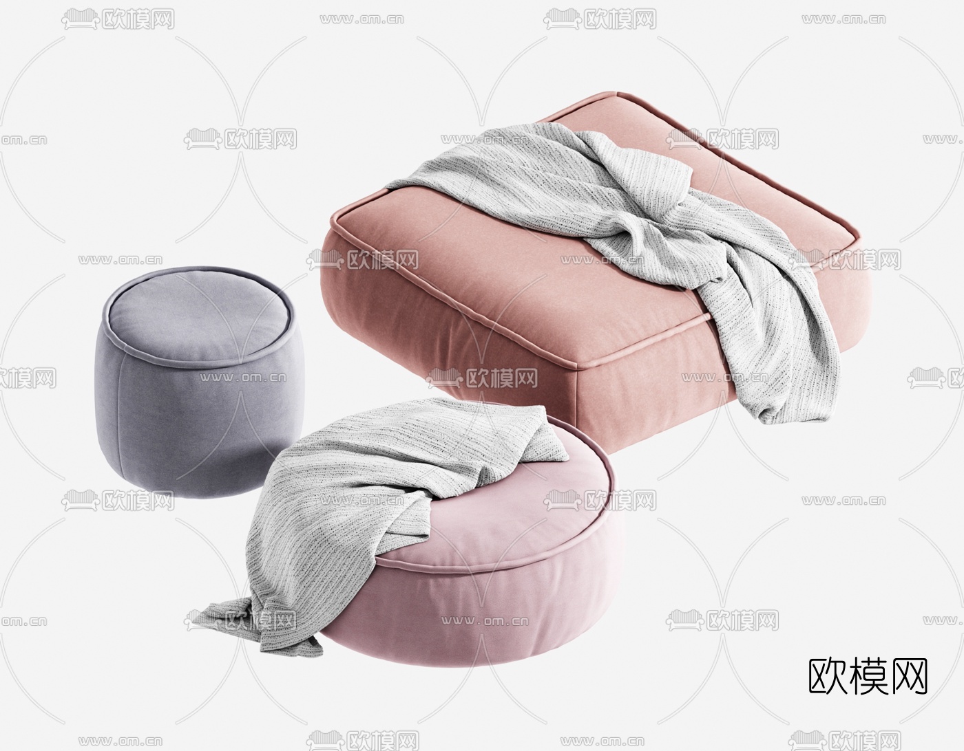 北欧布艺沙发凳3d模型下载（渲染图2）