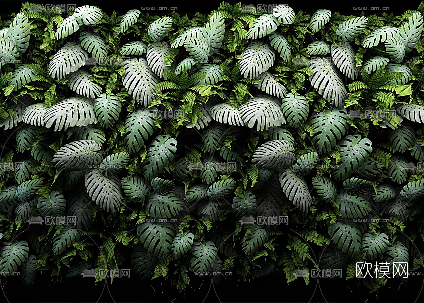 现代绿植墙3D模型