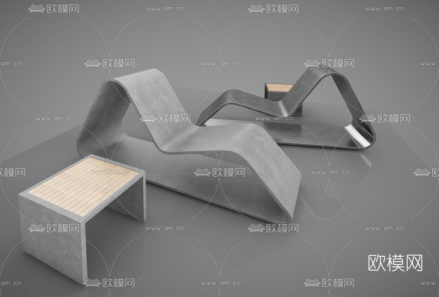 现代户外公用椅3d模型
