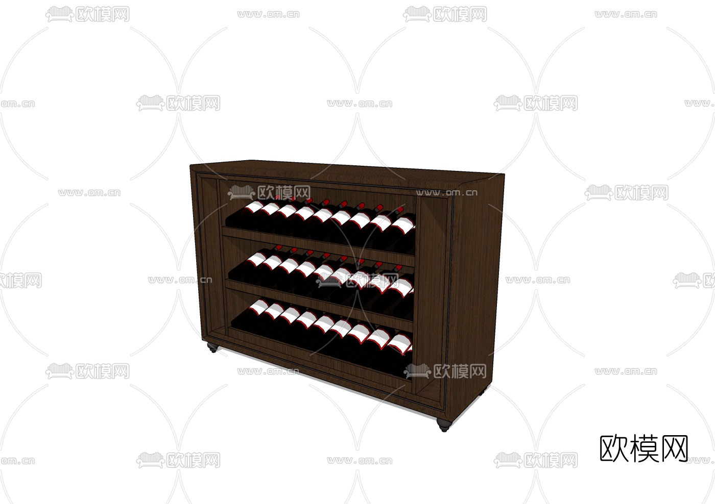 现代实木酒柜免费su模型下载