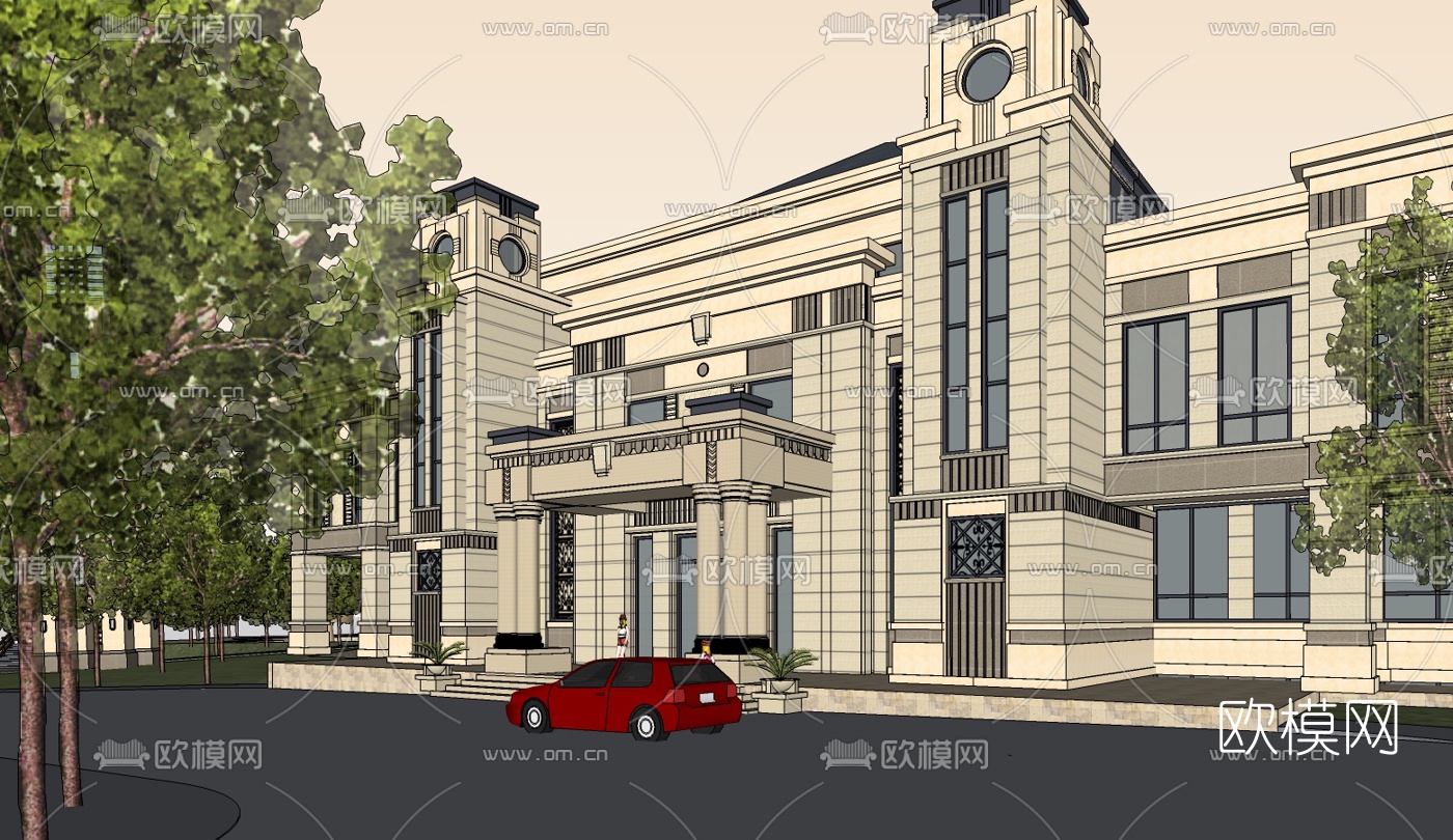新古典酒店su模型下载（渲染图3）