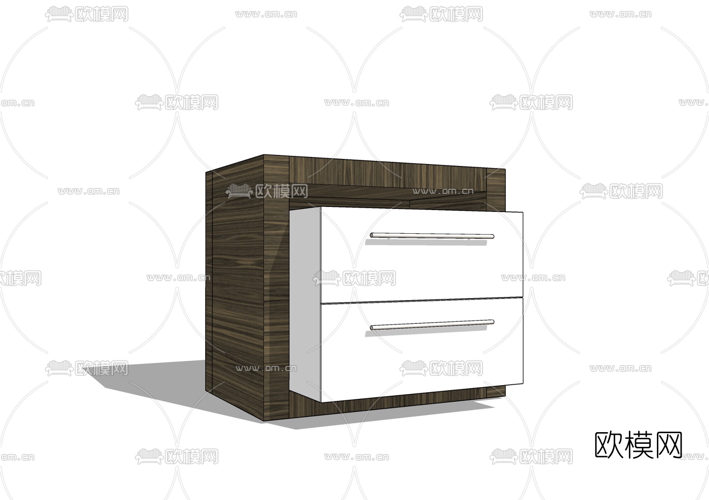 现代实木床头柜免费su模型下载