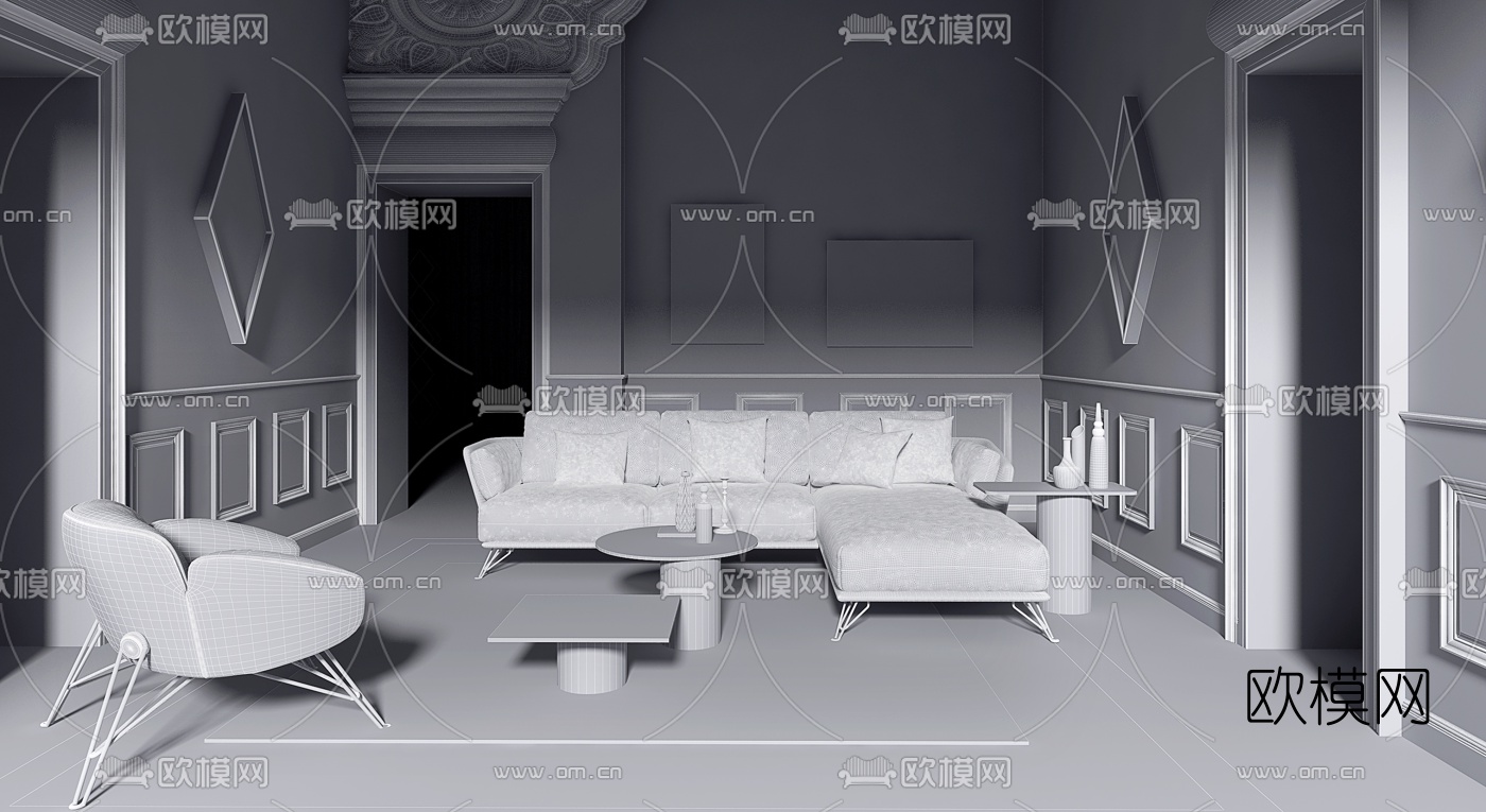 意大利ARKETIPO 现代客厅沙发组合3d模型