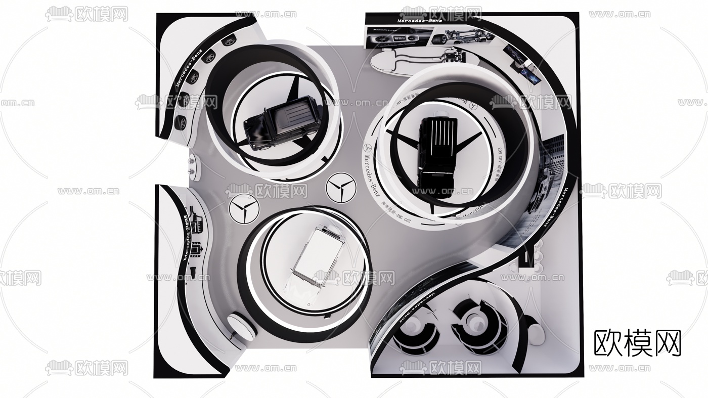 现代车展展厅su模型下载（渲染图2）