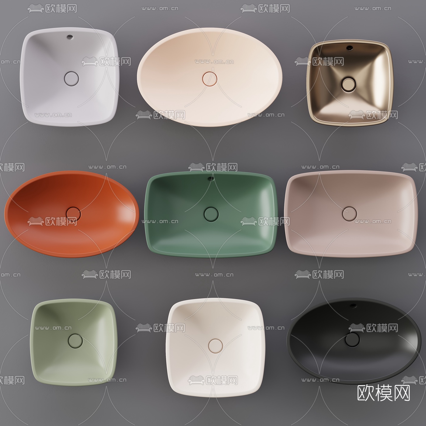 北欧陶瓷台盆组合3d模型