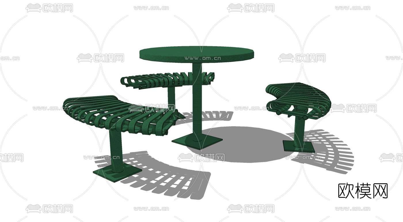 现代金属公用椅免费su模型下载