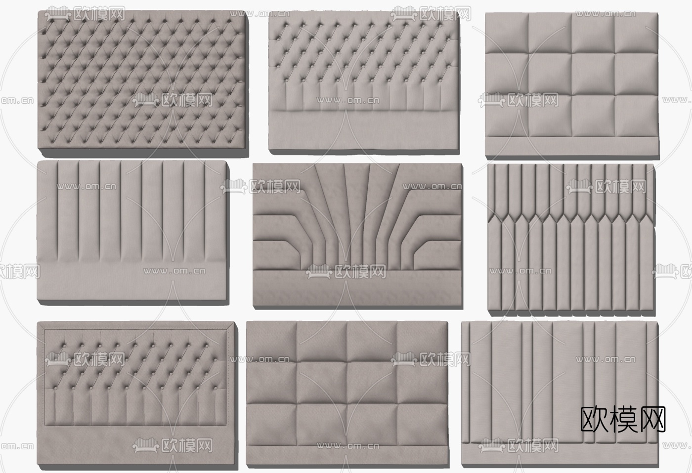 现代床头软包su模型下载