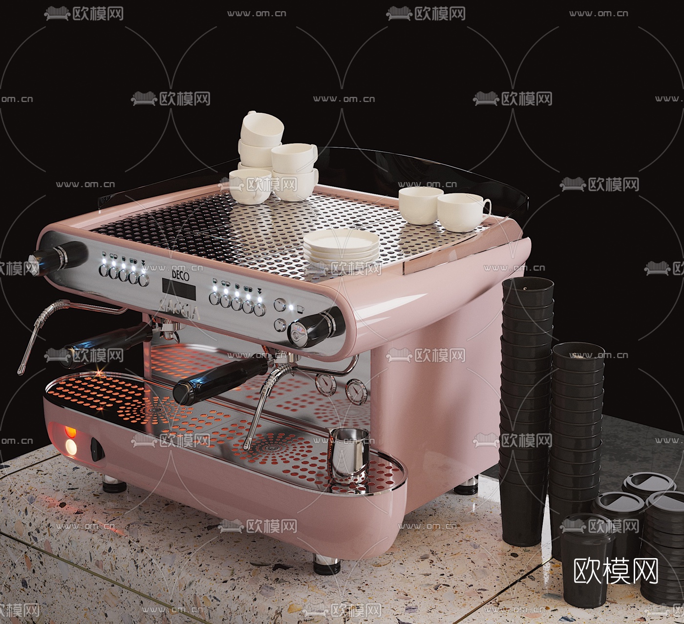 北欧咖啡店吧台3d模型下载（渲染图1）