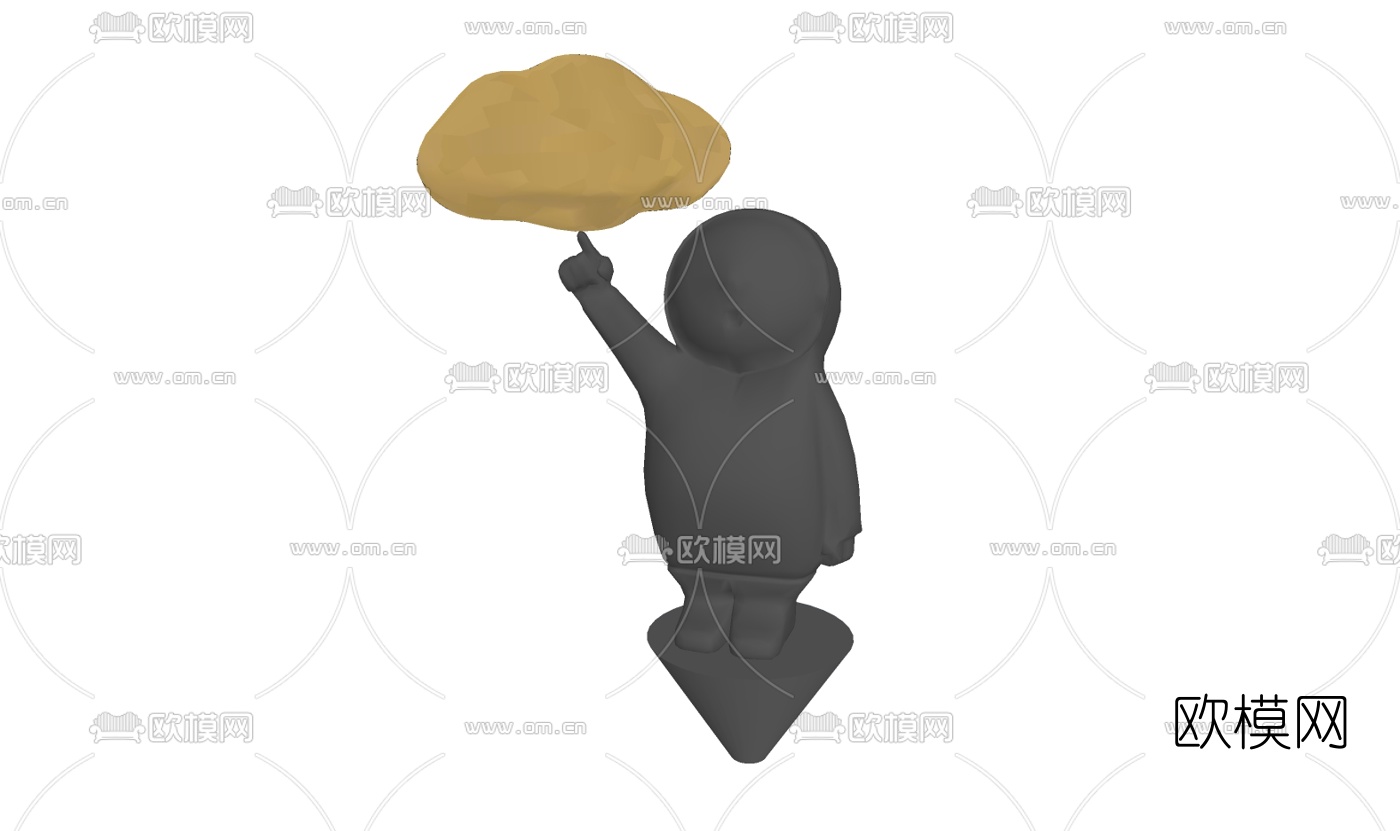 现代人物雕塑台灯免费su模型下载