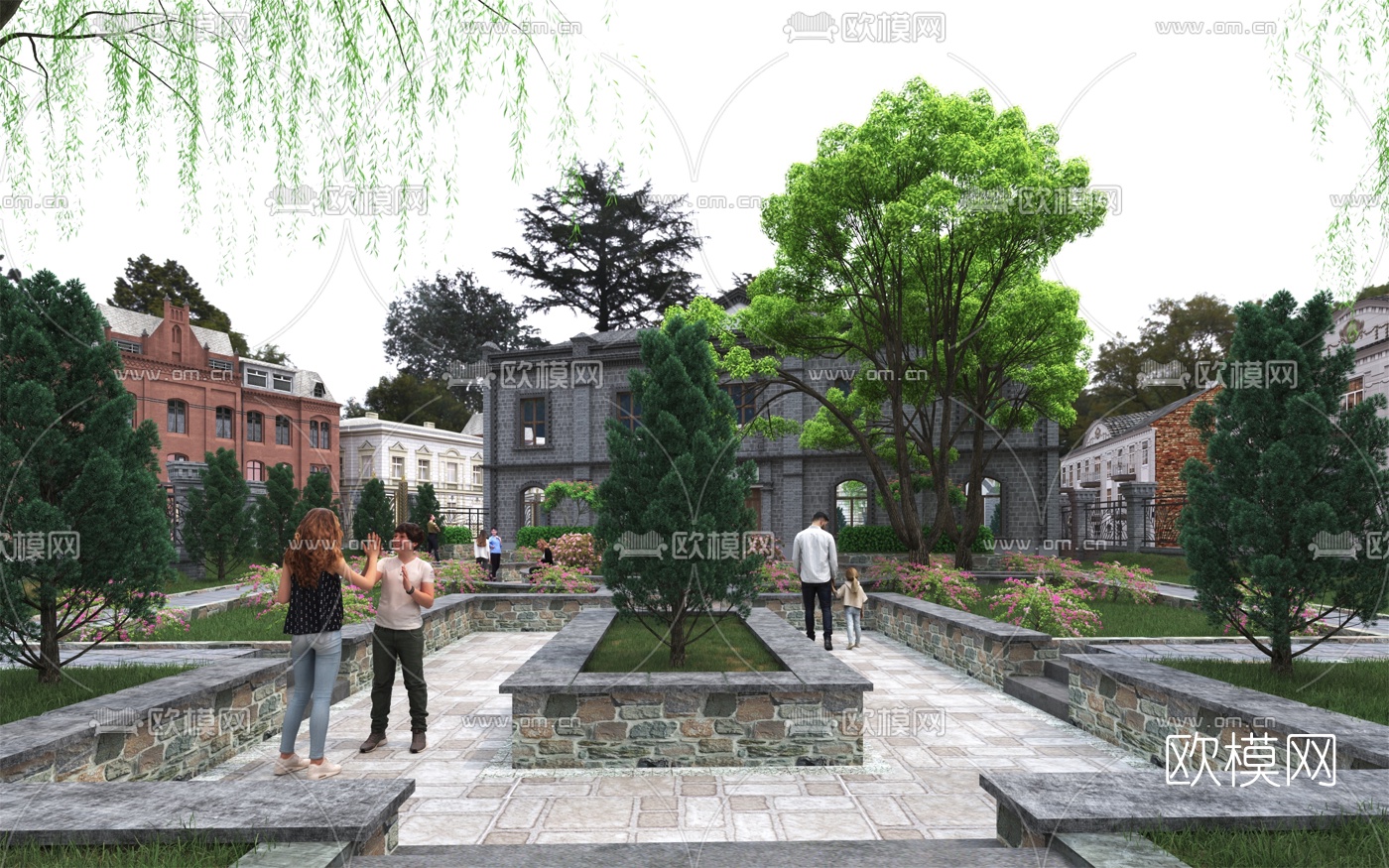 简欧公园园林景观3d模型