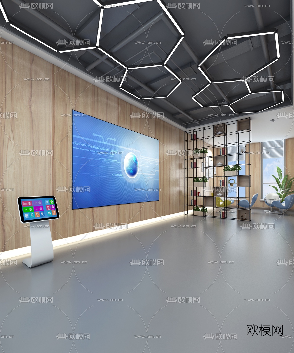 现代办公室展厅3d模型免费下载-免费3dmax模型库-欧模网