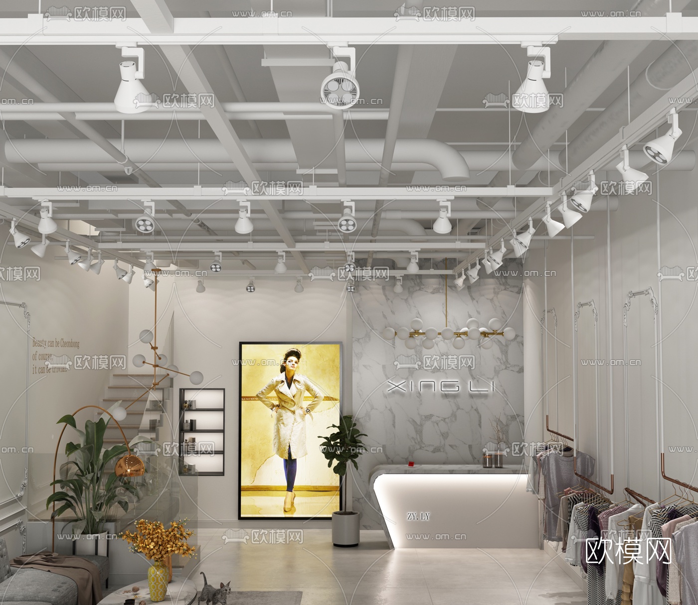 工业风服装店3d模型