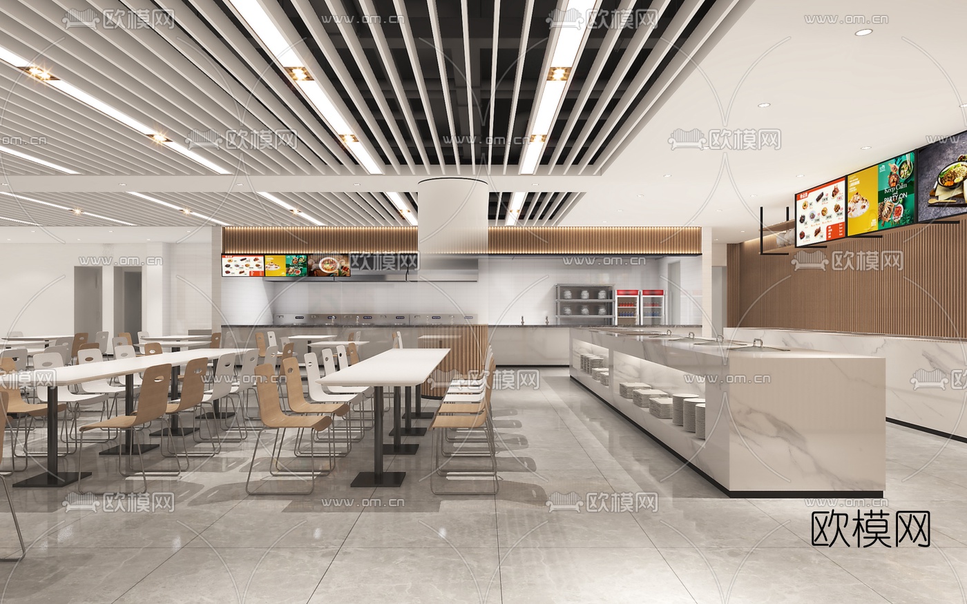 现代员工餐厅3d模型