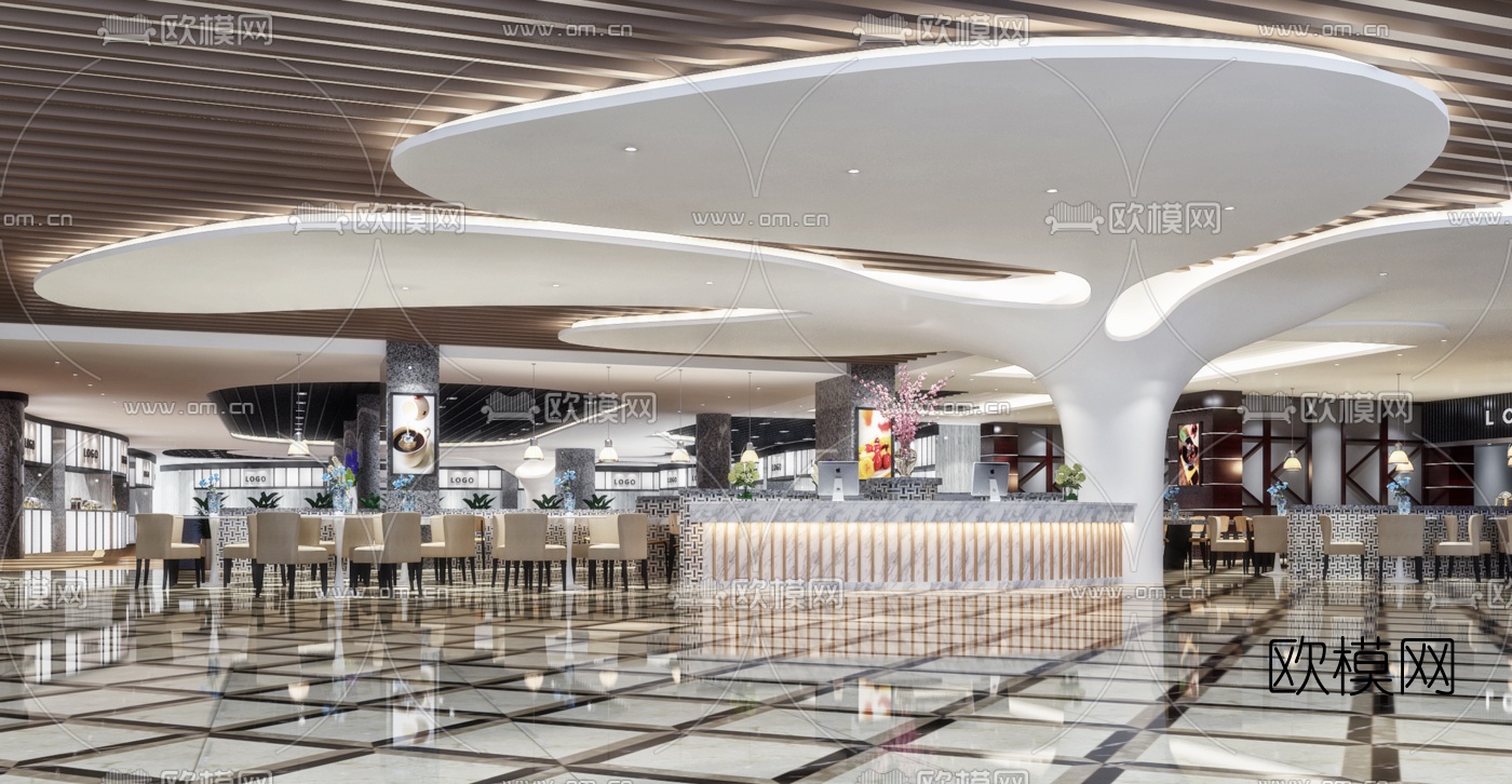 现代西餐厅3d模型下载