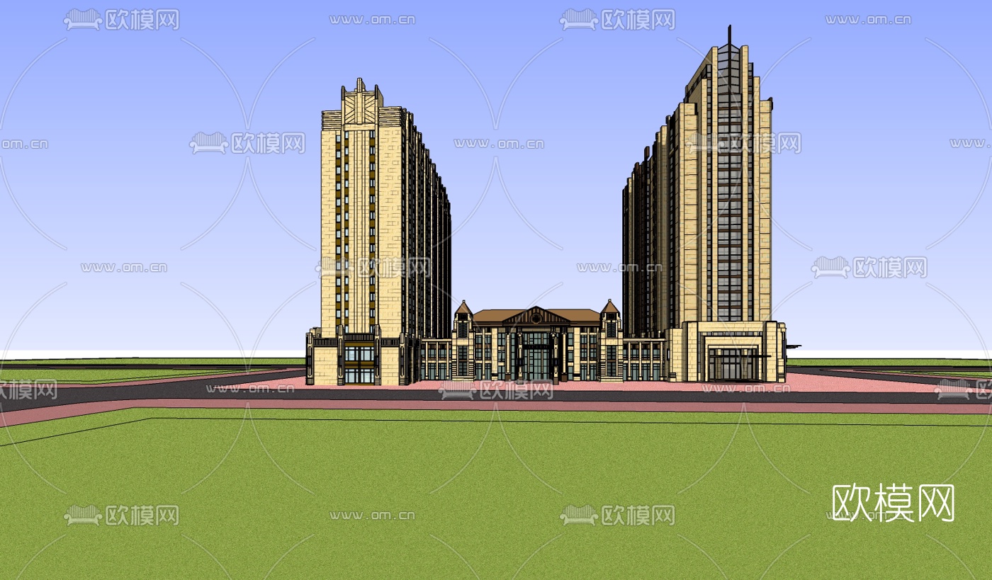 新古典商住综合楼su模型