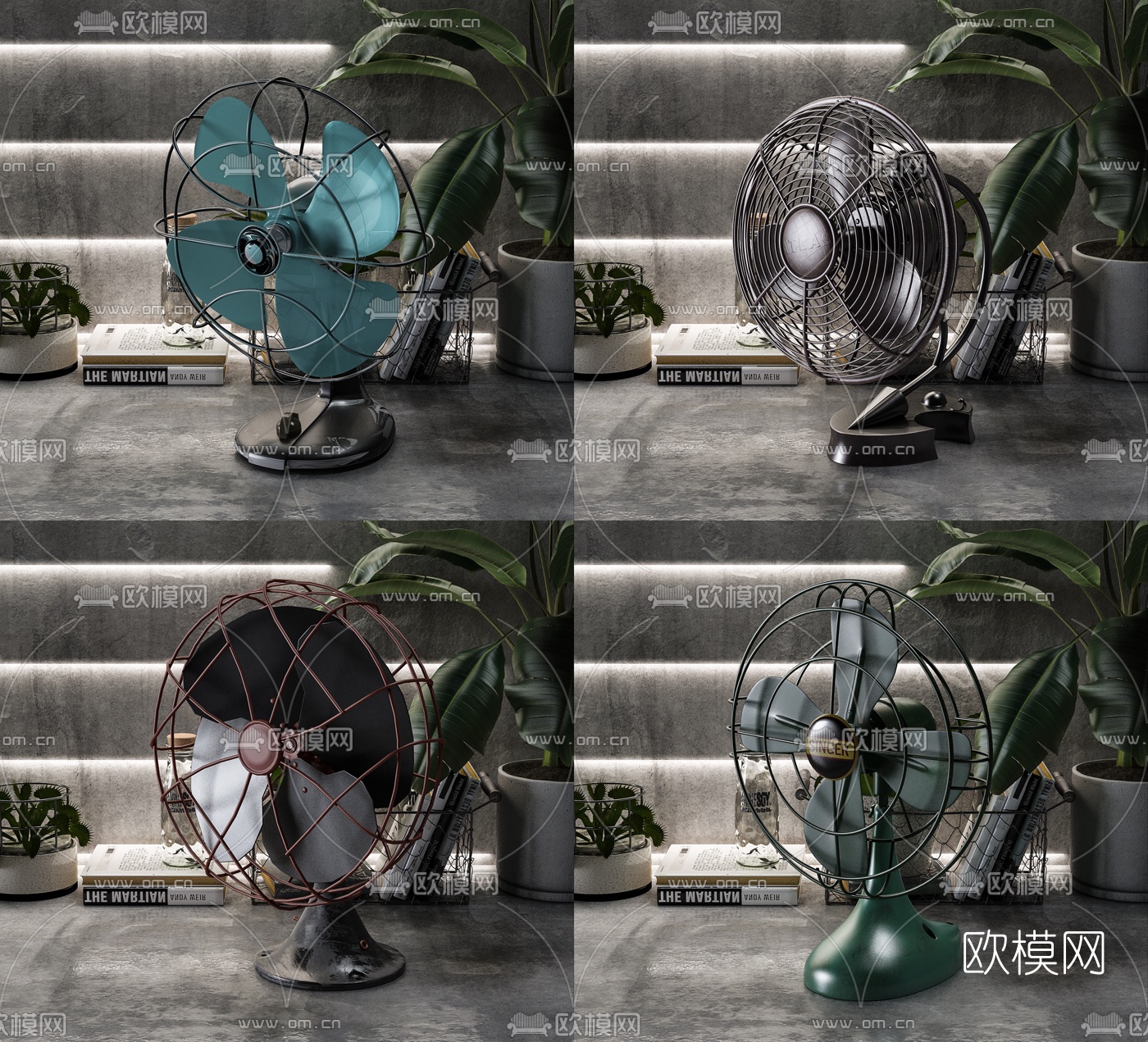 工业风复古风扇3d模型下载（渲染图1）