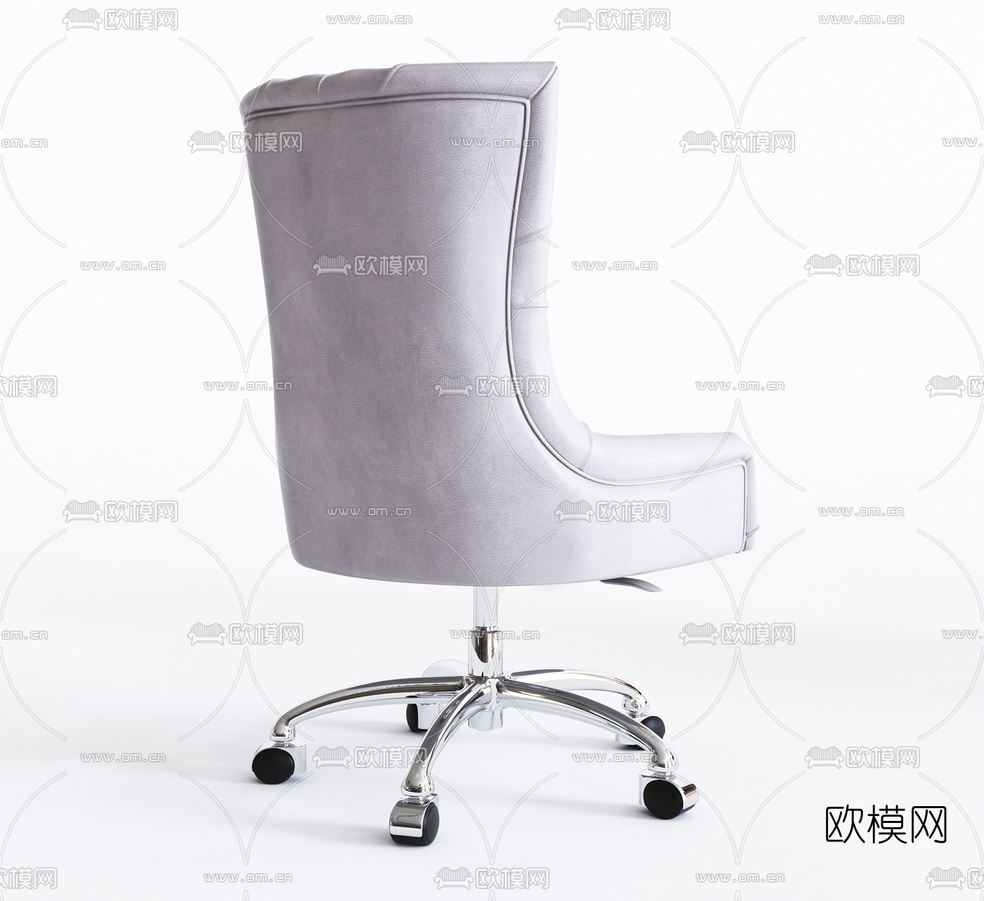 意大利Rugiano简欧皮革休闲椅办公椅组合3D模型下载（渲染图3）