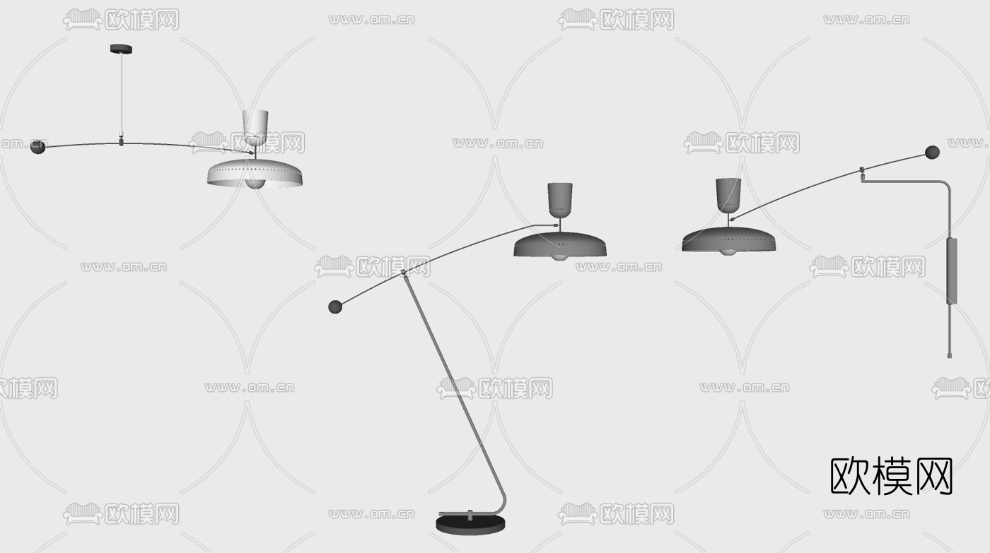 现代金属壁灯台灯落地灯组合su模型下载