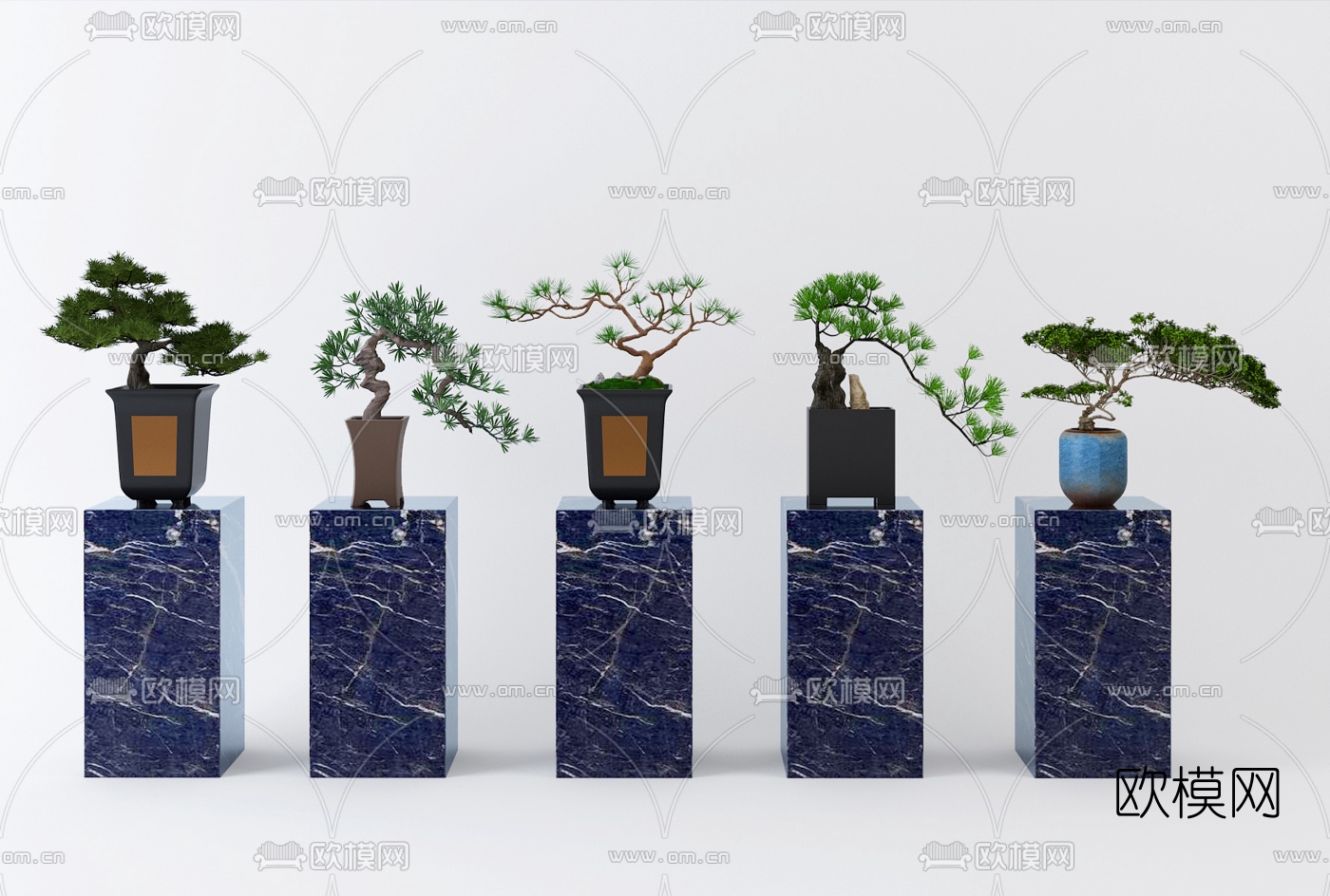 新中式松树盆栽3d模型下载