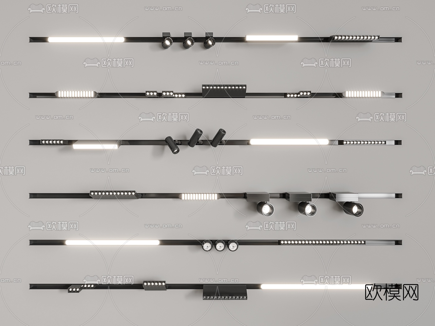 现代筒灯射灯轨道灯3d模型