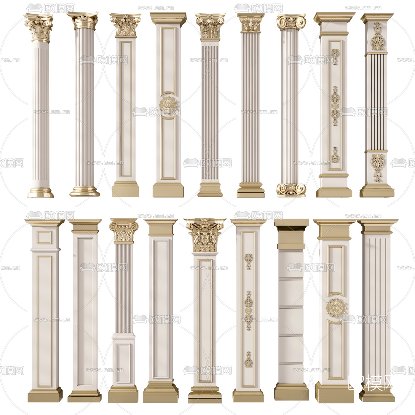 欧式罗马柱 门庭柱 雕花立柱su模型下载_ID12226618_sketchup模型下载-欧模网