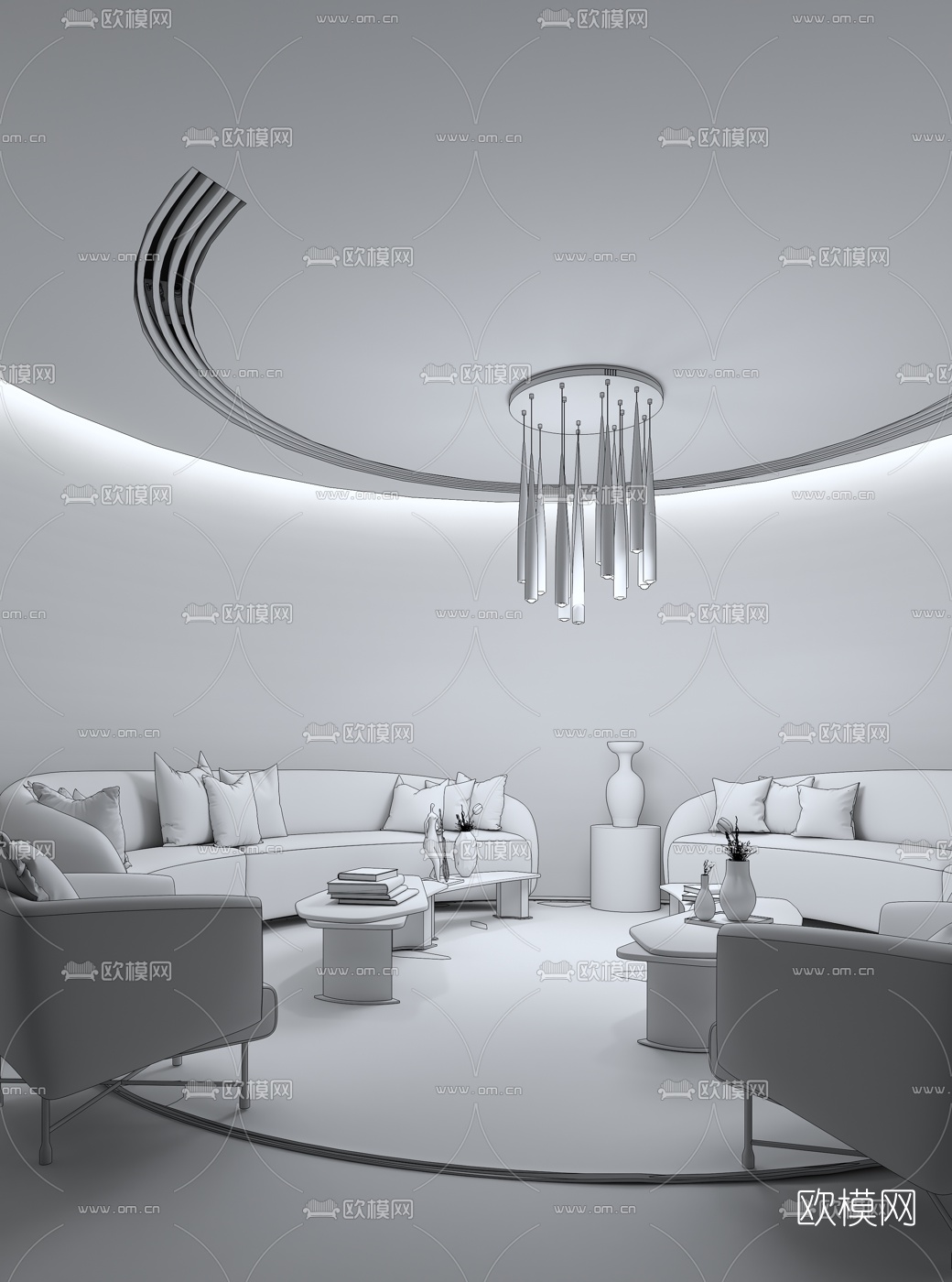 葛亚曦设计 现代售楼处VIP洽谈室3d模型下载（渲染图2）