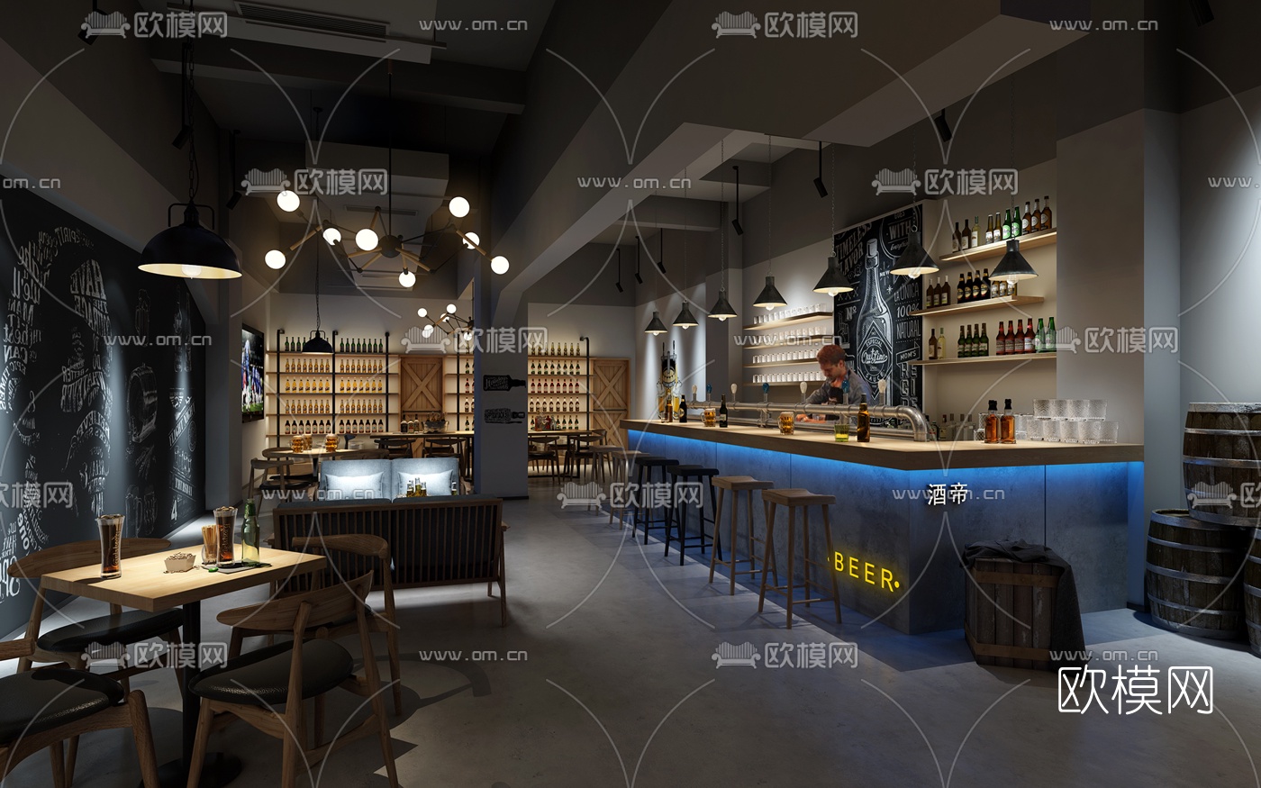 现代酒吧清吧3d模型