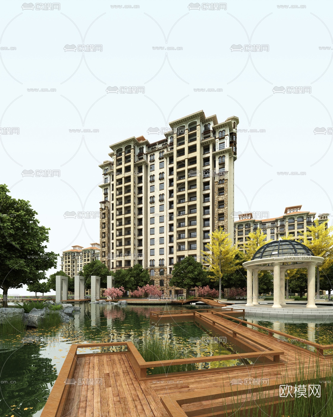 简欧住宅小区外观3d模型