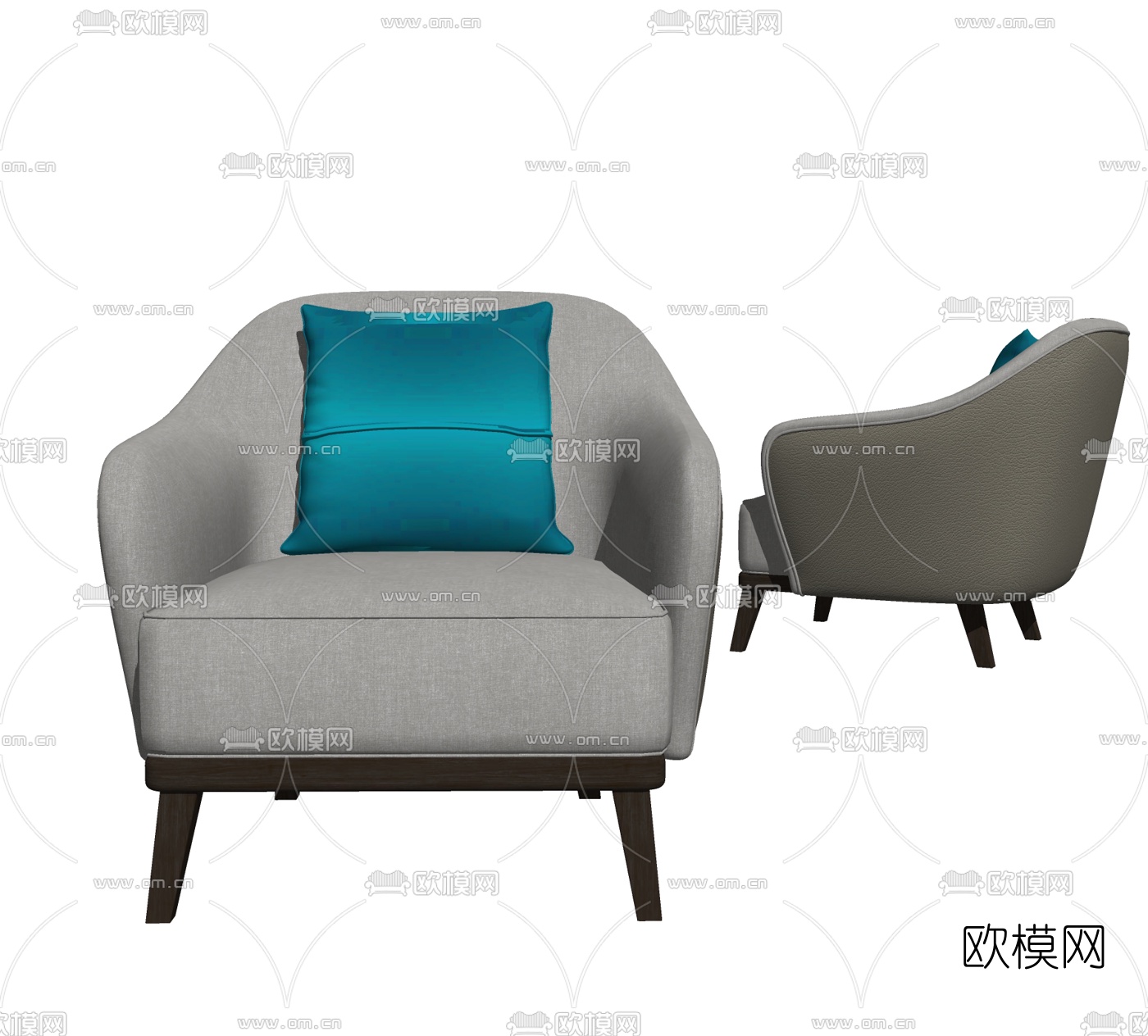 现代布艺单人沙发su模型下载