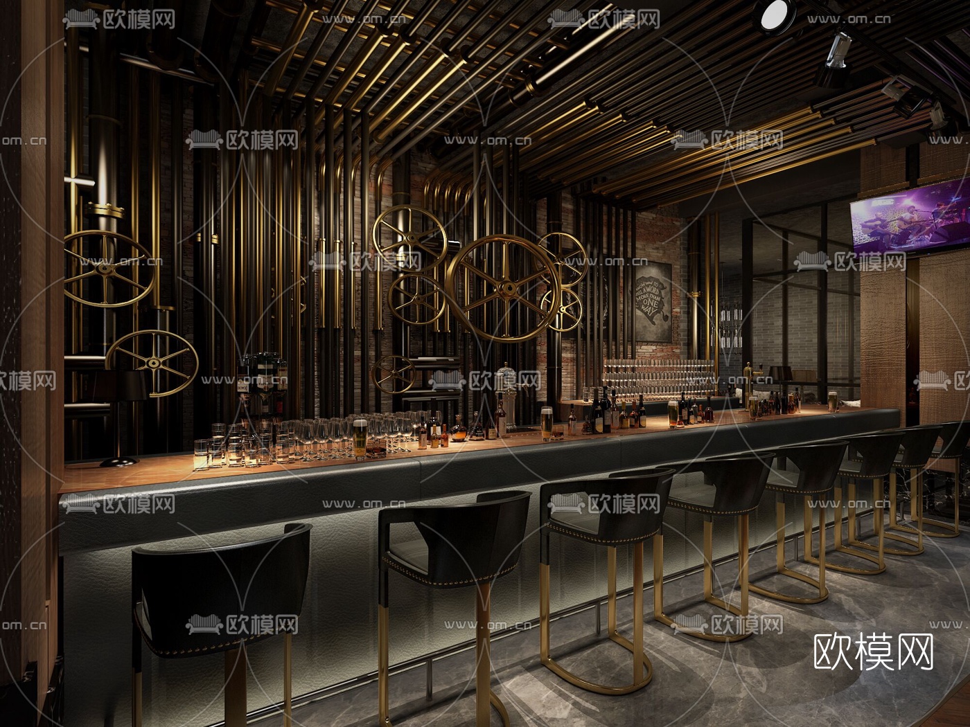 工业风酒吧3d模型