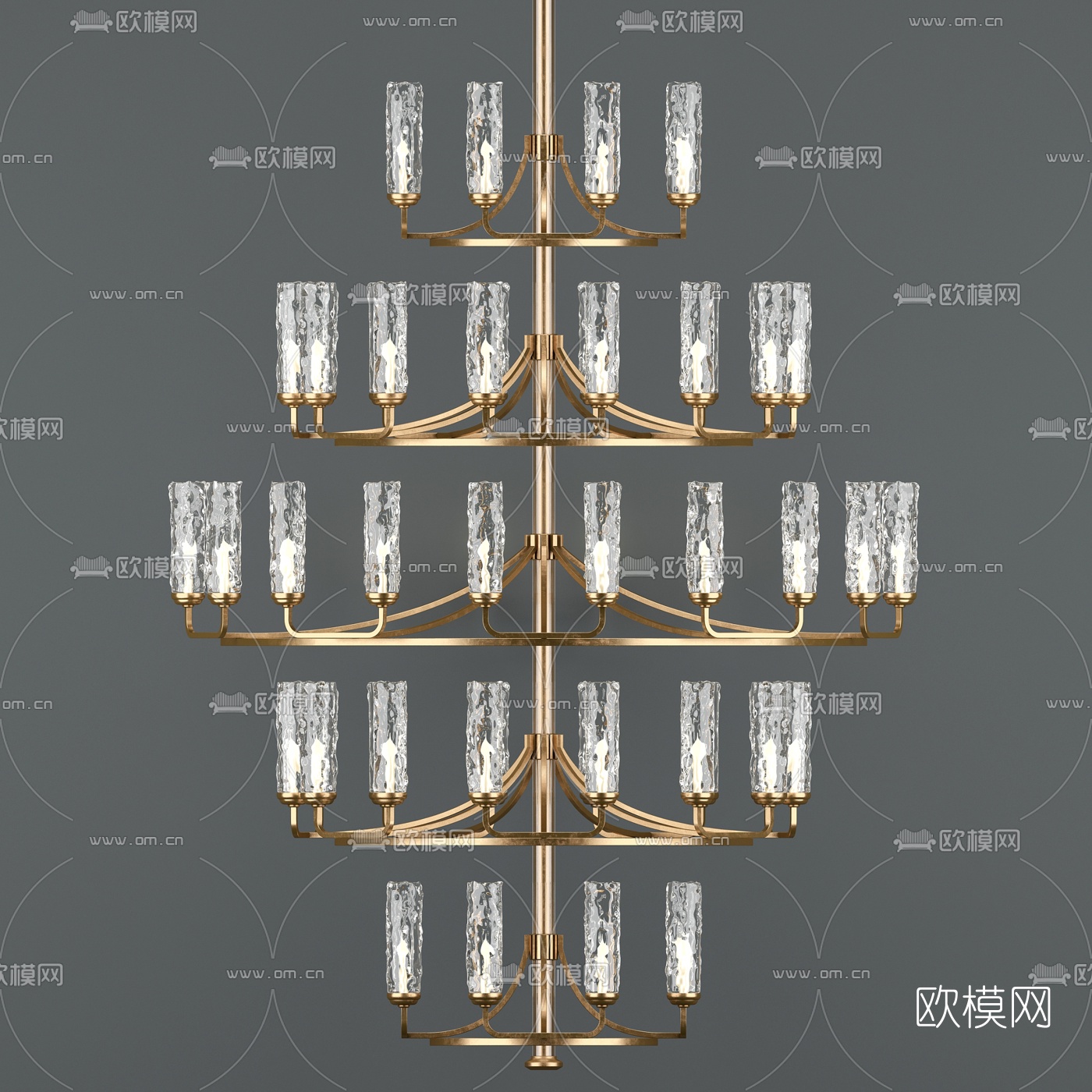 现代轻奢金属水晶吊灯3d模型