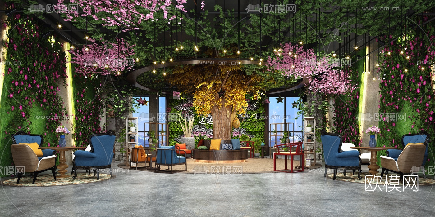 自然风休闲植物书吧3d模型下载