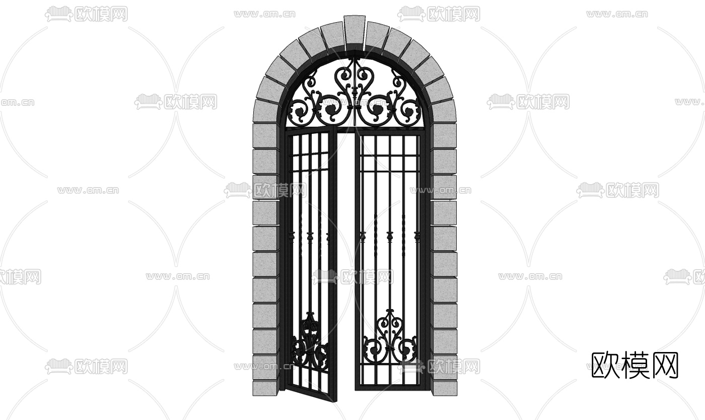 欧式铁艺花园门免费su模型下载
