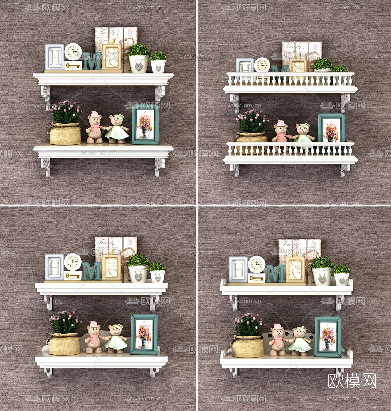 地中海田园墙面装饰架组合3d模型下载