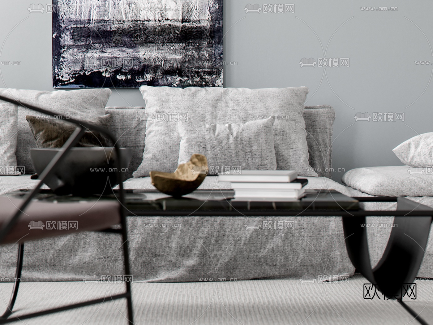 Grey Deco设计 北欧沙发组合3d模型下载（渲染图2）